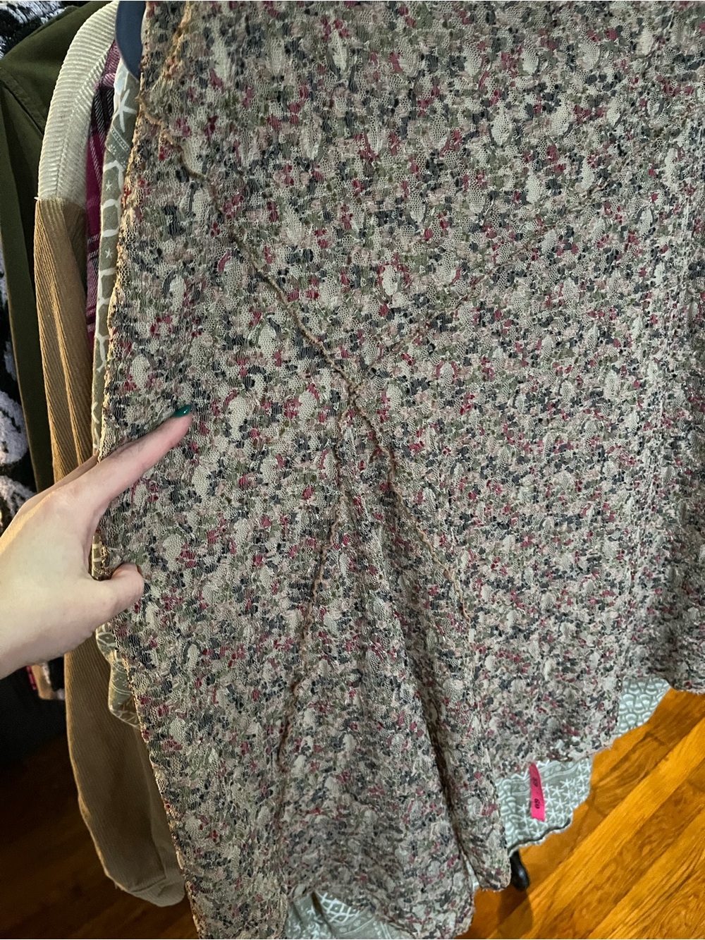 Bisou Bisou Beige Floral Asymmetrical Midi Skirt XL - Picture 13 of 16